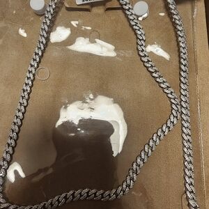 Sterling Silver Moissanite Cuban Necklace and Braclet